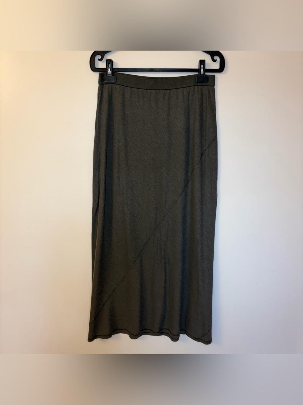 Eileen Fisher Long Gray Elastic Waist Skirt Size L Flowy Soft Summer Office